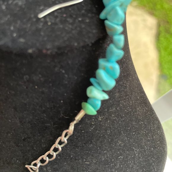 3 BOHO ITEMS Real Turquoise Drop earrings, Bracelet plus Beautiful Long Necklace - Picture 15 of 16